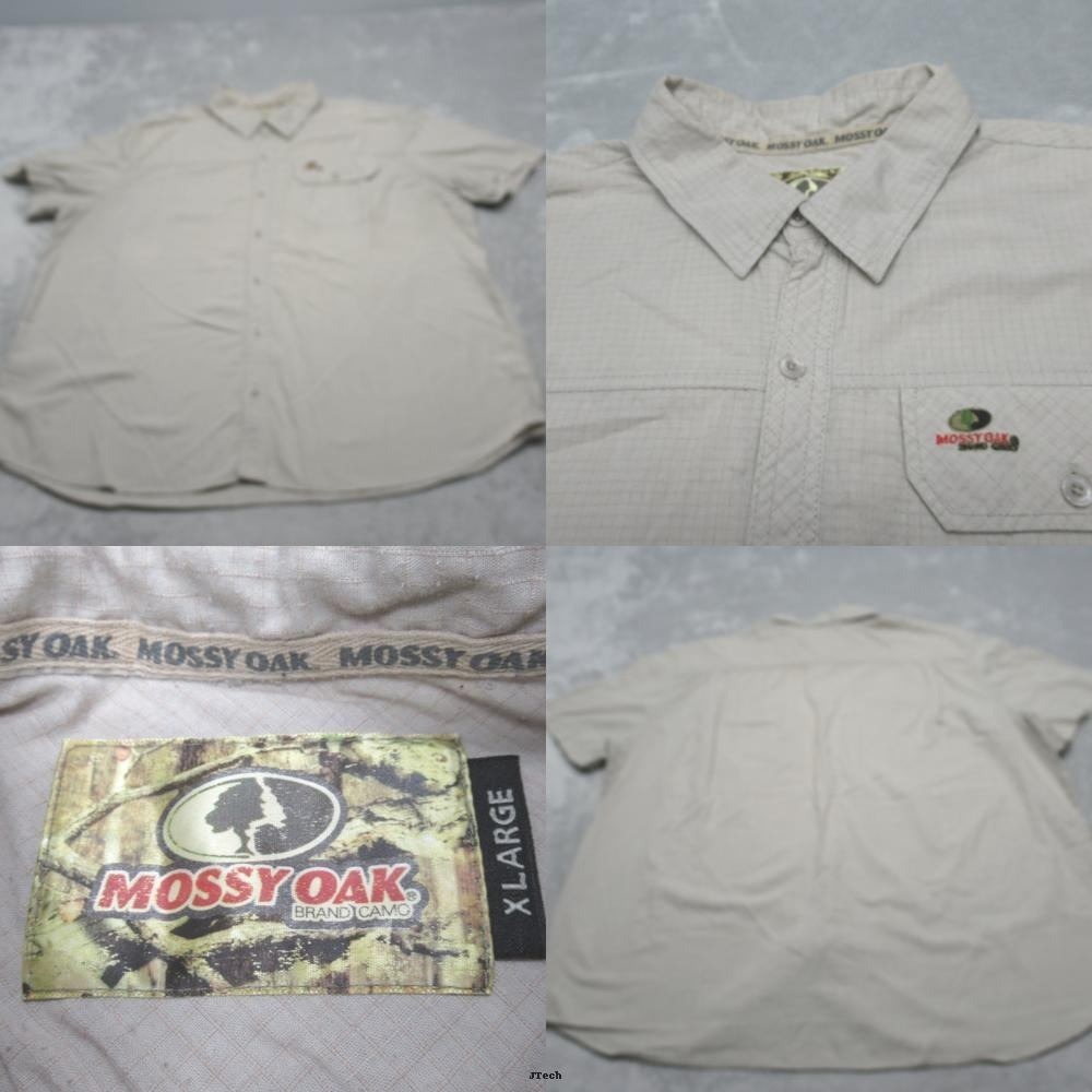 Mossy Oak Shirt Mens XL Tan Ripstop Tech Performance Fish Hunt Hike Work Button